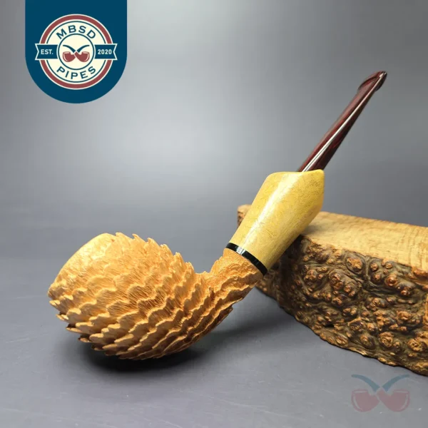 Eclesias "Dragon Scale" Sandblasted Cutty w/Acacia Burl Handmade Briar Pipe, New