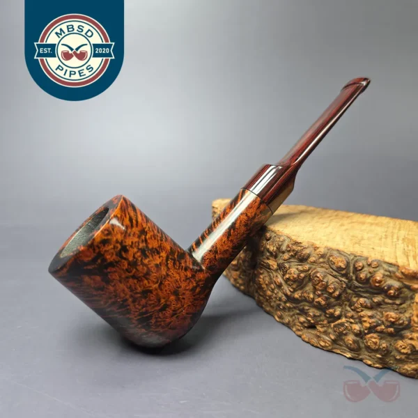Eclesias Pipes High Contrast Smooth Billiard Sitter Handmade Briar Pipe, New