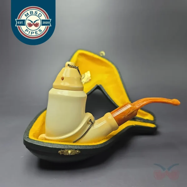 CAO XL Smooth Sitter w/ Wind Cap Estate Block Meerschaum Pipe, Turkish Estates