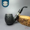 Aldo Velani 03 Sandblasted Bent Billiard w/ Silver Estate Briar Pipe, Italian Estates