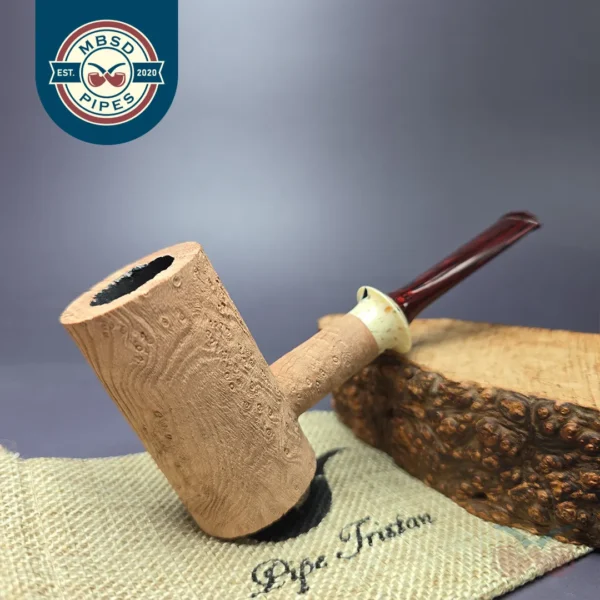Pipe Tristan Natural Sandblast Poker w/ Durat Handmade Briar Pipe, New