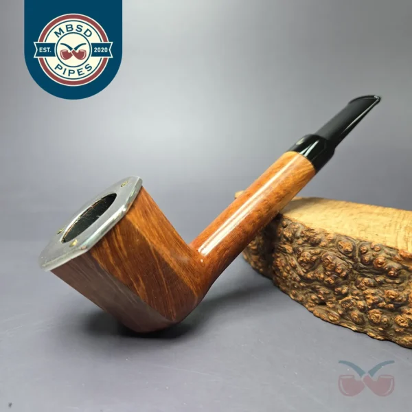 L'Anatra Limited Edition Dan Pipe Pipe of the Year 2007 Smooth Panel w/ Silver Cap Estate Briar Pipe, Italian Estates 9mm