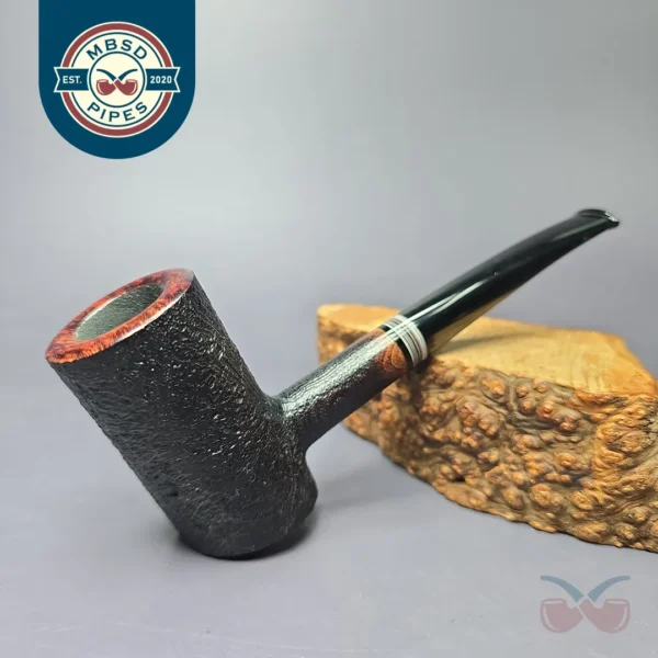 Herriot Pipes Sandblasted Poker w/ Fordite Handmade Briar Pipe, New