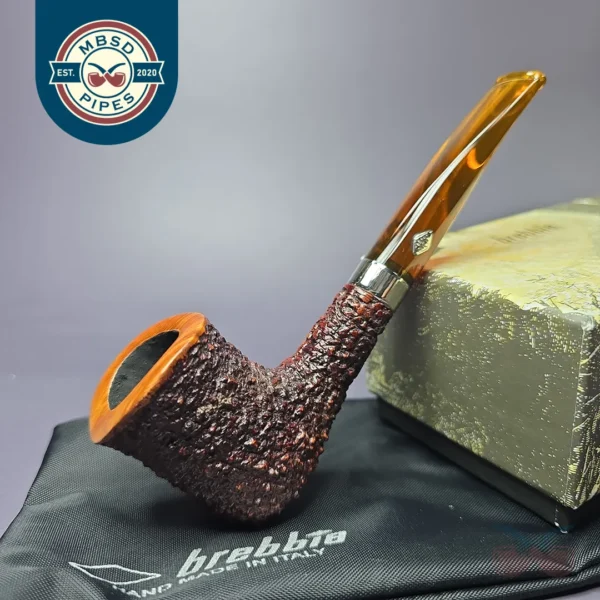 Brebbia MPB Naif 7013 Rusticated Dublin Estate Briar Pipe, Italian Estates, 9mm