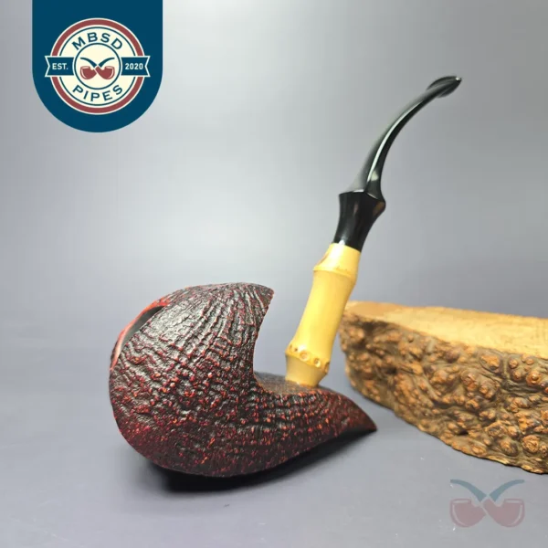 Lasse Skovgaard Sandblasted Elephant's Foot w/ Bamboo Estate Briar Pipe, Unsmoked
