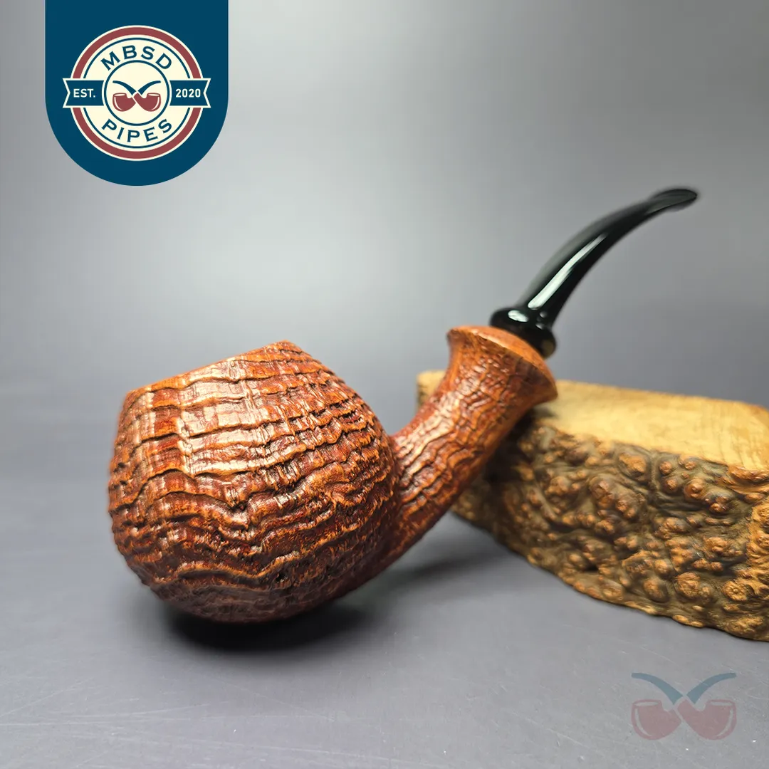 Lasse Skovgaard XL Sandblasted Brandy Estate Briar Pipe, Unsmoked