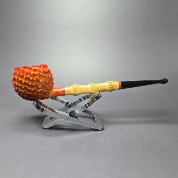 Eclesias Pipes "Dragon Scale" Sandblasted Prince w/ Bamboo Handmade Briar Pipe, New - Image 2
