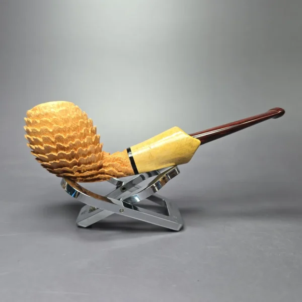 Eclesias "Dragon Scale" Sandblasted Cutty w/Acacia Burl Handmade Briar Pipe, New - Image 2