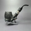 Aldo Velani 03 Sandblasted Bent Billiard w/ Silver Estate Briar Pipe, Italian Estates - Image 2