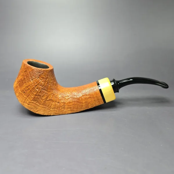 Eclesias Pipes Sandblasted Volcano w/ Boxwood Estate Briar Pipe, Czech Estates - Image 2