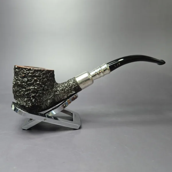 Ferndown Bark Rusticated Acorn w/ Silver Spigot Estate Briar Pipe, English Estates - Image 2