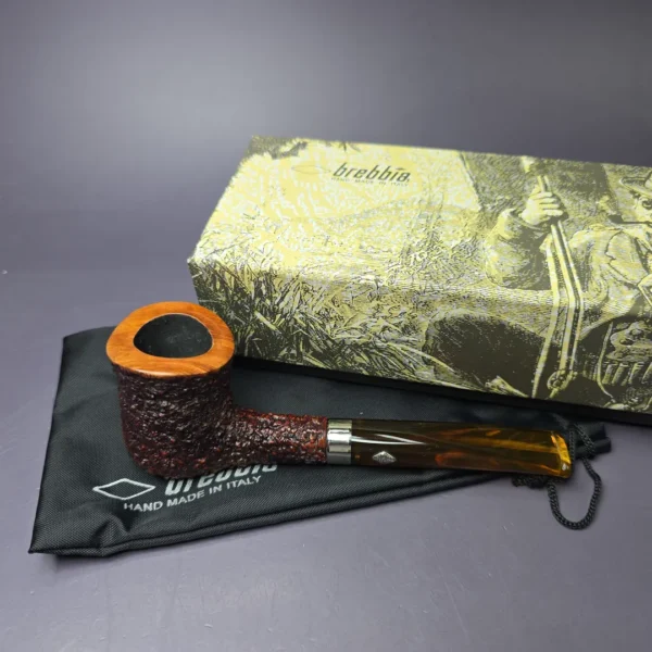 Brebbia MPB Naif 7013 Rusticated Dublin Estate Briar Pipe, Italian Estates, 9mm - Image 2
