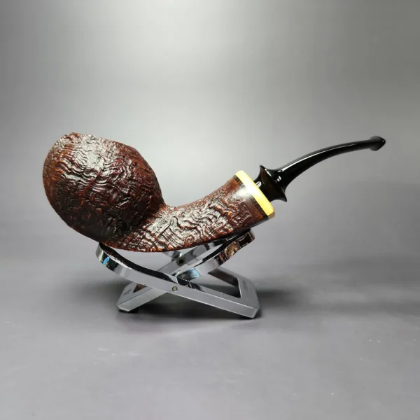 HS Studio Sandblasted Blowfish w/ Boxwood Estate Briar Pipe, Unsmoked - Image 3