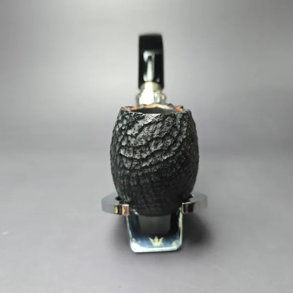 Aldo Velani 03 Sandblasted Bent Billiard w/ Silver Estate Briar Pipe, Italian Estates - Image 3
