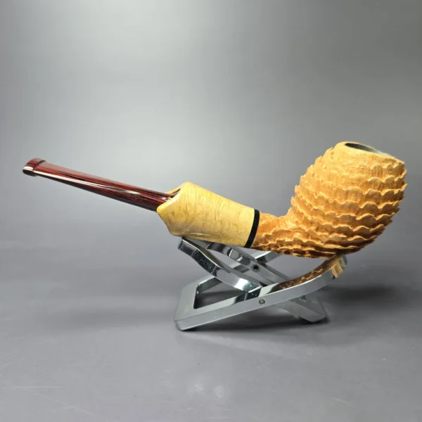 Eclesias "Dragon Scale" Sandblasted Cutty w/Acacia Burl Handmade Briar Pipe, New - Image 4