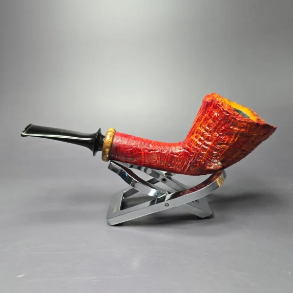 Bonsai Pipes Sandblasted Zulu Dublin w/ Zebrawood Handmade Briar Pipe, New - Image 4
