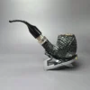 Aldo Velani 03 Sandblasted Bent Billiard w/ Silver Estate Briar Pipe, Italian Estates - Image 4
