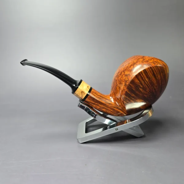 Peter Heding Gold Grade Smooth Lion w/ Spalted Maple Estate Briar Pipe, Unsmoked - Image 4