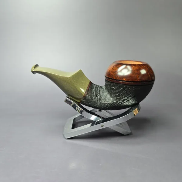 Voboril Pipes Partially Sandblasted Chubby Bulldog Estate Briar Pipe, Unsmoked - Image 4