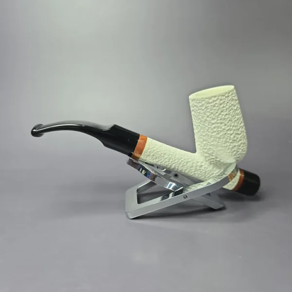 MBSD Meerschaum Deluxe Rusticated Cavalier Block Meerschaum Pipe, Briar-Mortise, New - Image 4