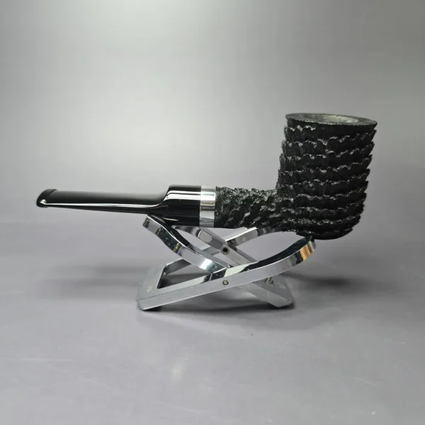 Eclesias Pipes "Dragon Scale" Sandblast Billiard w/ Duraluminum Handmade Briar Pipe, New, 9mm - Image 5