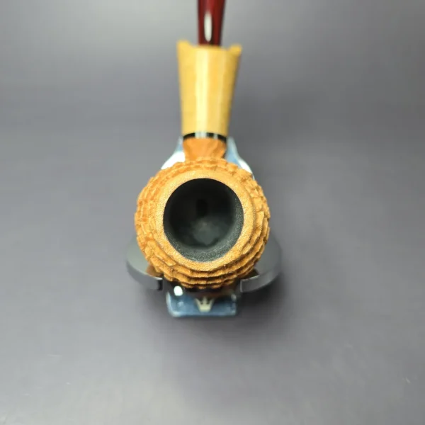 Eclesias "Dragon Scale" Sandblasted Cutty w/Acacia Burl Handmade Briar Pipe, New - Image 5