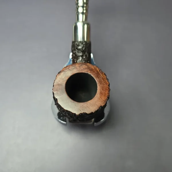 Ferndown Bark Rusticated Acorn w/ Silver Spigot Estate Briar Pipe, English Estates - Image 5