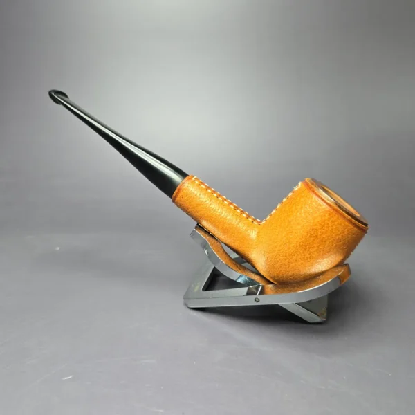 Longchamp Leather Wrapped Two Pipe Set w/ Case Estate Briar Pipes, Unsmoked - Image 5