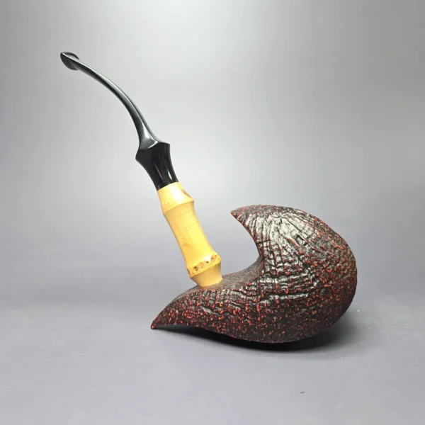 Lasse Skovgaard Sandblasted Elephant's Foot w/ Bamboo Estate Briar Pipe, Unsmoked - Image 5