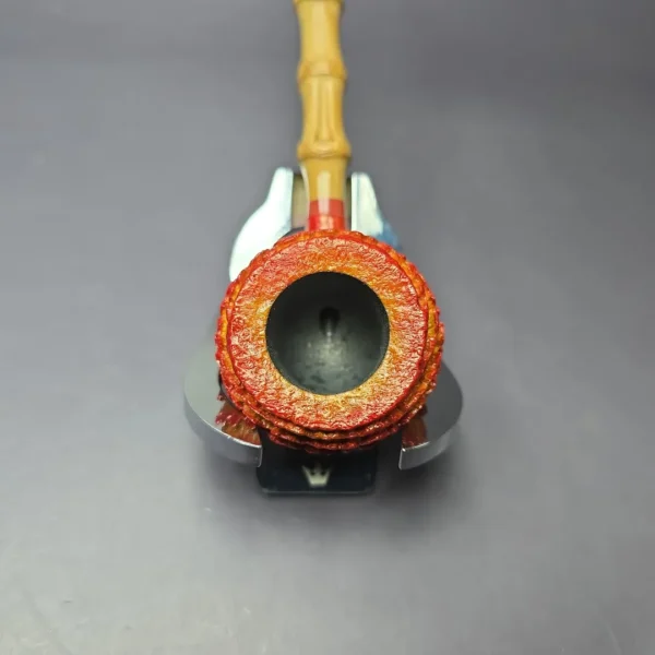 Eclesias Pipes "Dragon Scale" Sandblasted Prince w/ Bamboo Handmade Briar Pipe, New - Image 6