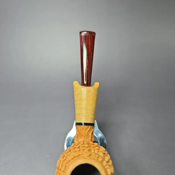 Eclesias "Dragon Scale" Sandblasted Cutty w/Acacia Burl Handmade Briar Pipe, New - Image 6