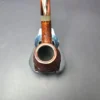 Herriot Pipes Contrast Sandblasted Bent Billiard w/ Horn Handmade Briar Pipe, New - Image 6