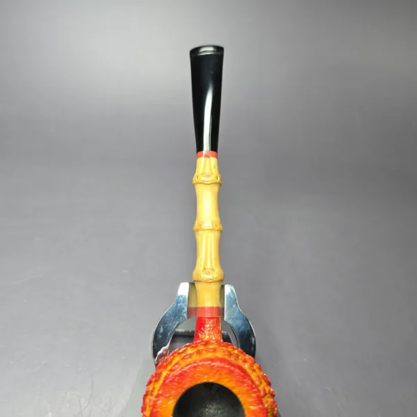 Eclesias Pipes "Dragon Scale" Sandblasted Prince w/ Bamboo Handmade Briar Pipe, New - Image 7