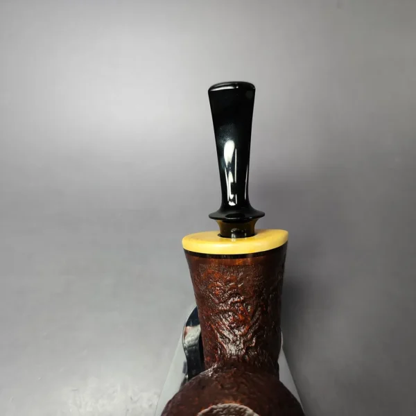HS Studio Sandblasted Blowfish w/ Boxwood Estate Briar Pipe, Unsmoked - Image 7