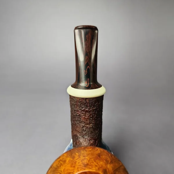 Rad Davis 2010 Partially Sandblasted Rhodesian w/Ivorite Estate Briar Pipe, Unsmoked - Image 7