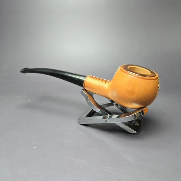 Longchamp Leather Wrapped Two Pipe Set w/ Case Estate Briar Pipes, Unsmoked - Image 7