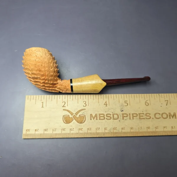 Eclesias "Dragon Scale" Sandblasted Cutty w/Acacia Burl Handmade Briar Pipe, New - Image 8