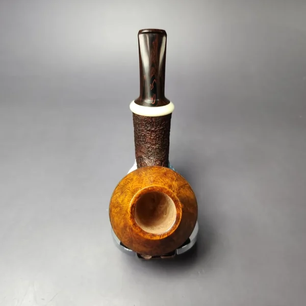 Rad Davis 2010 Partially Sandblasted Rhodesian w/Ivorite Estate Briar Pipe, Unsmoked - Image 8