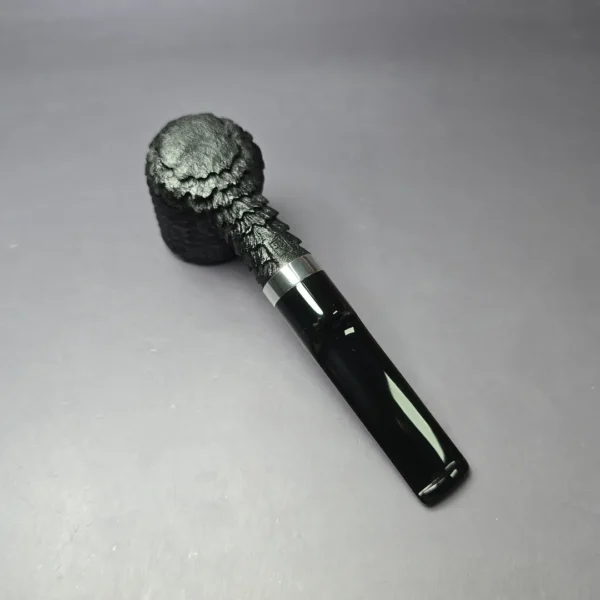 Eclesias Pipes "Dragon Scale" Sandblast Billiard w/ Duraluminum Handmade Briar Pipe, New, 9mm - Image 9