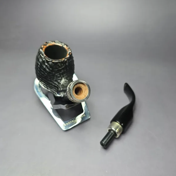 Aldo Velani 03 Sandblasted Bent Billiard w/ Silver Estate Briar Pipe, Italian Estates - Image 9