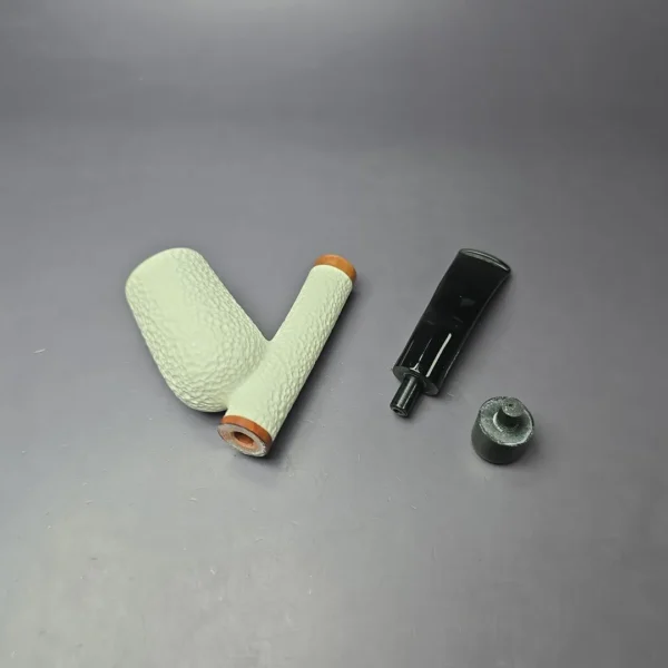 MBSD Meerschaum Deluxe Rusticated Cavalier Block Meerschaum Pipe, Briar-Mortise, New - Image 10