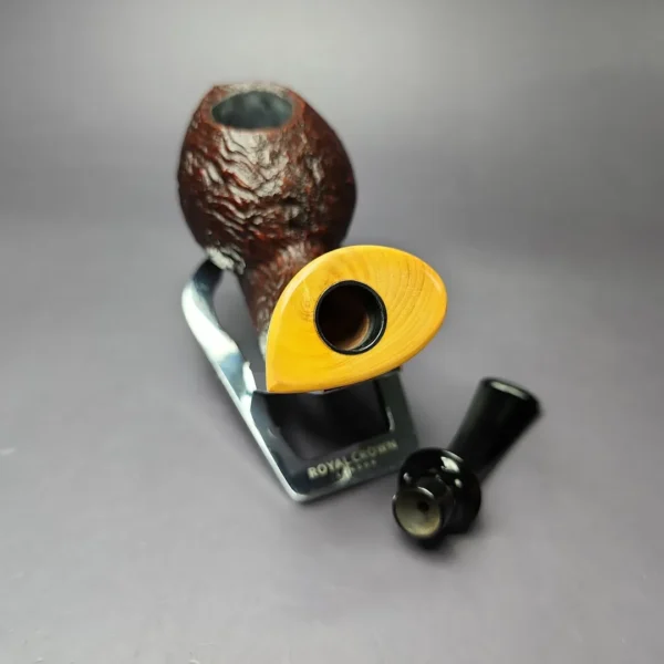 HS Studio Sandblasted Blowfish w/ Boxwood Estate Briar Pipe, Unsmoked - Image 11