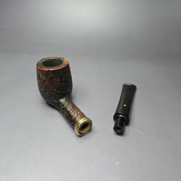Dunhill 1991 Shell Briar 4103 Sandblasted Billiard w/ Brass Estate Briar Pipe, English Estates - Image 11