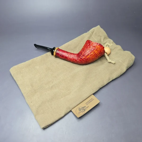 Bonsai Pipes Sandblasted Zulu Dublin w/ Zebrawood Handmade Briar Pipe, New - Image 12