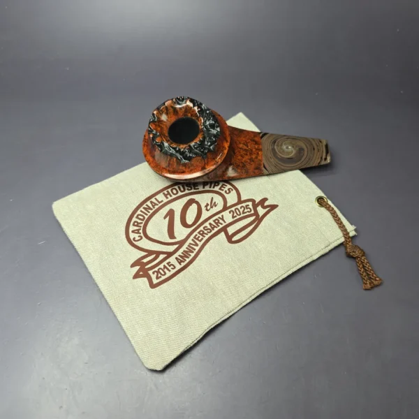 Walt Cannoy 10th Anniversary Cardinal House Langford Porkpie Eskimo Handmade Briar Pipe, New - Image 13