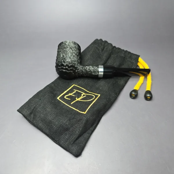 Eclesias Pipes "Dragon Scale" Sandblast Billiard w/ Duraluminum Handmade Briar Pipe, New, 9mm - Image 13