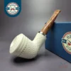 MBSD Meerschaum Silver Lattice Dublin Reverse Calabash Block Meerschaum Pipe, New