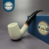 MBSD Meerschaum Deluxe Smooth Bent Billiard Block Meerschaum Pipe, Briar-Mortise, New