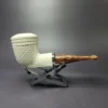 MBSD Meerschaum Silver Lattice Dublin Reverse Calabash Block Meerschaum Pipe, New - Image 2