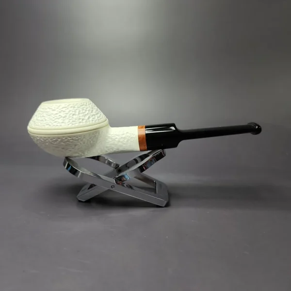 MBSD Meerschaum Deluxe Rusticated Bullcap Block Meerschaum Pipe, Briar-Mortise, New - Image 2